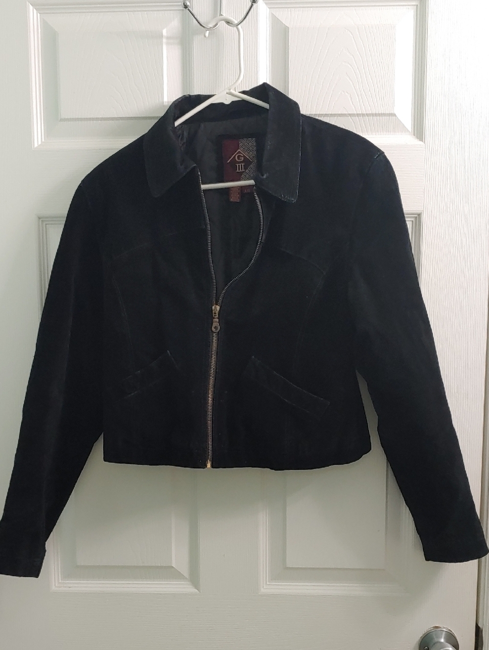Vintage G-III Black Suede Jacket Women's Cropped Moto Size L